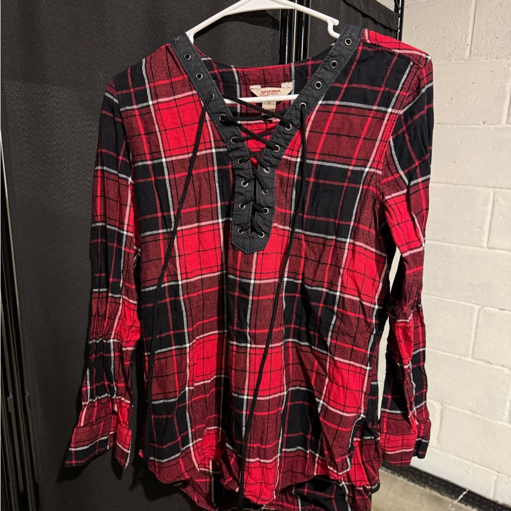 Plaid Lace-Up Women's Top
